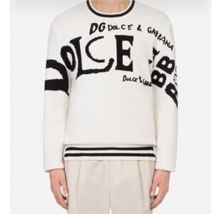 Dolce & Gabbana Graffiti Intarsia & Flocked 100% virgin wool sweater size 52 IT